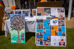 Memory boxes and boards made by residents proudly on display