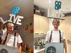 Supporting image for story: Actor dresses up as Co-op Live arena fallen air conditioning unit for Halloween