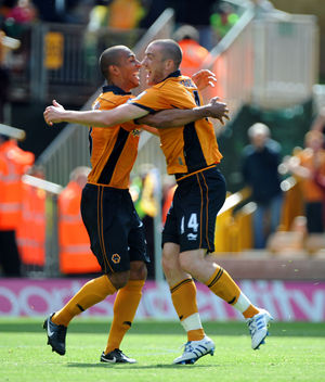 Celebrating with midfield partner David Jones