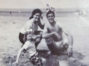 On the beach with husband Ted