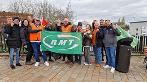 Memembers of the RMT lined the streets of Wolverhampton as they striked over rest day working conditions