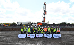Councillor Kath Perry, centre,  joins with leaders from Britvic Carlsberg and West Midlands Interchange for the start of work on the £4 million new depot
