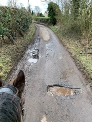 The road floods in severe weather conditions