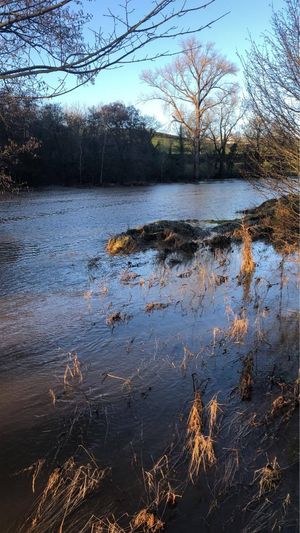 Flooding in Clun as the River Clun burst its banks. Photo by Jack Limond