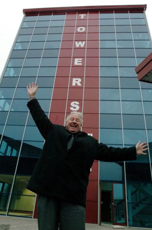 Fred Pritchard celebrates the completion of The Towers, Rugeley.
