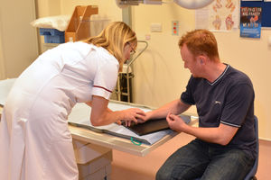 An X-ray being carried out at Shropshire Community Health Trust