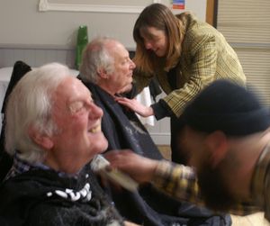 The pair having their shave