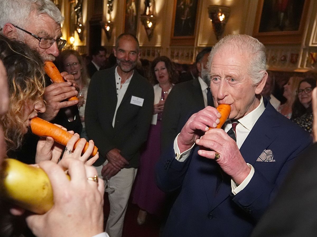 ‘Jolly’ King plays carrot recorder at Windsor Castle music reception