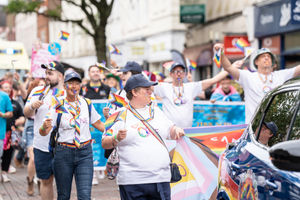 There were rainbow stripes everywhere as the parade headed through the town centre. Photo: Ian Knight / Z70 Photograph
