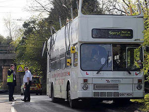 Supporting image for story: Bus smashes into bridge