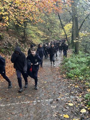 Students climbing The Wrekin