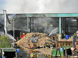 Supporting image for story: Huge Tipton blaze destroys 1,000 tons of timber