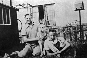 Early life of a Wolves legend Bert Williams in the garden with his brother Jack and dog Judy back in 1937