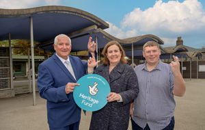 Cllr Patrick Harley - Dudley Council's leader, Liz Bates from The National Lottery Heritage Fund, and Cllr Simon Phipps