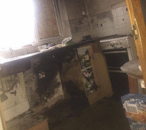 Emma's kitchen following the blaze