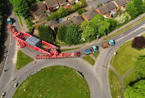 Lorry negotiating the A34 in Stafford.