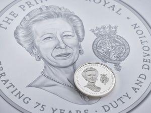 Supporting image for story: First Royal Mint coin to celebrate Anne goes on sale for her 75th birthday