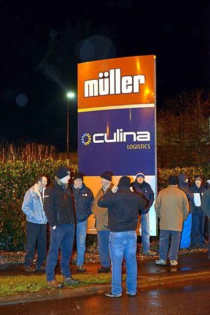 Protestors at Muller in Market Drayton