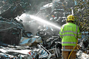 Supporting image for story: Crews at Shropshire scrapyard blaze