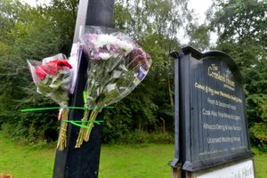 Flowers were left outside The Crooked House