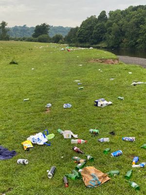 Beer bottles, barbecues and laughing gas canisters were left on the riverbank