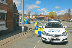 Police at Lord Street, next to Oak Street Car Park