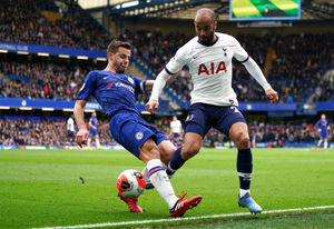 Chelsea's Cesar Azpilicueta (left) and Tottenham Hotspur's Lucas Moura