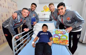 Bilal Ali, 5, from Birchills with Dan Vann, Maz Kouhyar, Mark Gillespie and Jordan Sangha