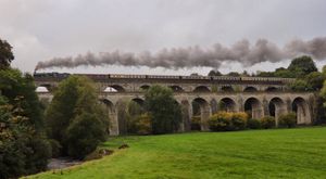 A steam train crosses the Chirk Viaduct. Photo: Alan Roberts.