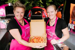 Angela Twigg and Sara Thomas from Pizza Girls based in Ludlow