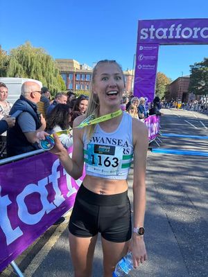 Sophie Harrison from the Swansea Harriers was the first woman across the line! 