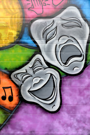 The colourful murals painted on Cannock Market Hall