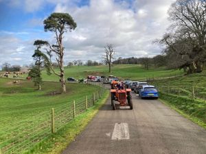 Tractors leaving the Oteley Estate on last year's tractor run
