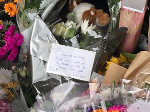 One of many floral tributes to the 26-year-old from Aldridge