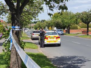 Police at the scene in Oxbarn Avenue, Wolverhampton