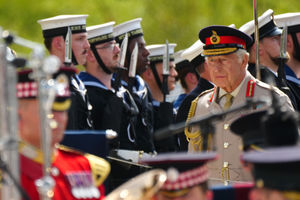 King Charles III looks on as he attends the national Service of Remembrance, hosted by the Royal British Legion in partnership with the Government, to mark the 80th Anniversary of VJ Day at the National Memorial Arboretum in Alrewas, Staffordshire. Picture date: Friday August 15, 2025. PA Photo. Photo credit should read: Christopher Furlong/PA Wire 