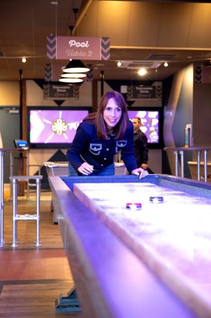 The new Sports Cafe at Unity Beach has shuffleboard, and Alex Jones gave it a try.