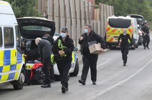 Witnesses said as many as up to 30 police vehicles were involved in the operation at Leighton Arches in Welshpool. Picture: Phil Blagg