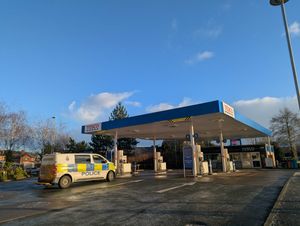 The Tesco Petrol Station in Welshpool has been taped off by police.