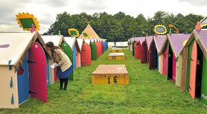 True glamping – the coloufrul temporary homes are set up for festival-goers