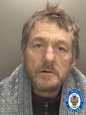 Luke Perry, aged 54, is wanted on suspicion of burglary in the Willenhall area 