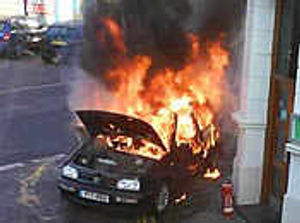 Supporting image for story: Postman's car explodes