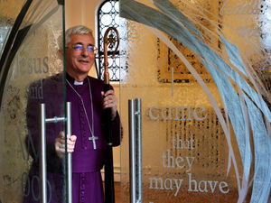 Supporting image for story: Bishop of Lichfield unveils new chapel doors at Telford's Wrekin College