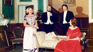The 1975 production of The Heiress. From left: Jose Grant, Don Mansell, Harry Durnall, and Angela Mansell. 