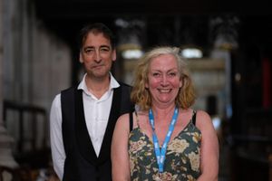 Fringe patron Alistair McGowan, with Fringe organiser Anita Bigsby