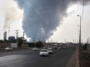 Smoke rises after a massive explosion near the southern port city of Bandar Abbas, Iran