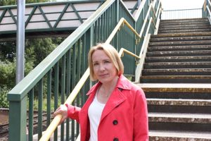 Helen Morgan MP at Whitchurch railway station