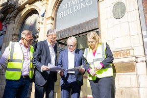From left: Darren Perry from contractors BSN, Bill Houle of Trigram Properties Ltd, Richard Parker, Mayor of the West Midlands and project manager Emma Bridgewood from Wakeman\'s. PIC: WMCA