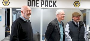 Bell with fellow former Wolves men Mel Eves and Gerry Farrell