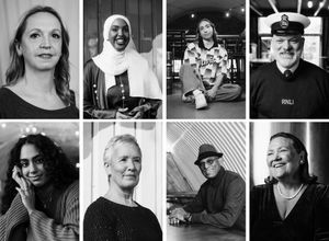 The eight Everyday Heroes, from L-R. Row 1: Emma Goodson, 43, Messing; Hana Mohamud, 20, Northampton; Meels Ellery, 30, Bristol; Neil Sutor, 57, Portishead. Row 2: Sophia Badhan, 23, Birmingham; Sue Hickey, 67, Southend; Teame Tesfamariam, 71, London; Tracey Pammen, 62, Hailsham